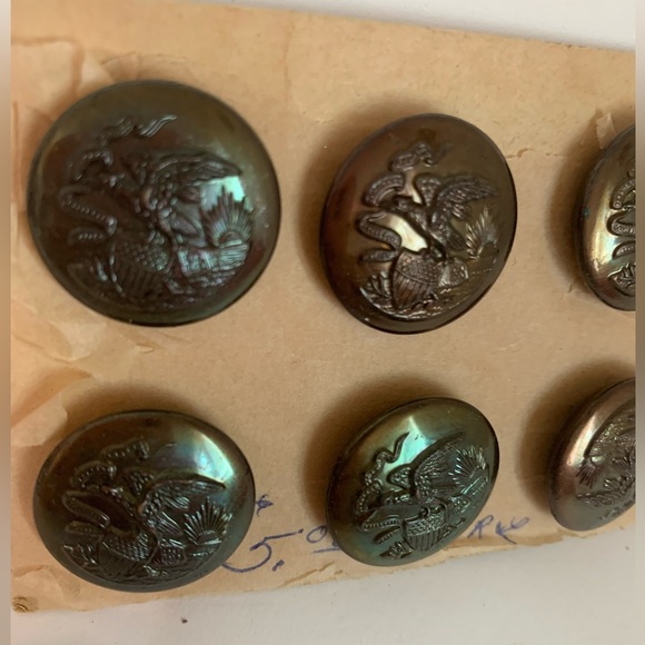 Vintage Illinois State Seal Brown Metal Buttons-Set Of 6 - Picture 3 of 3